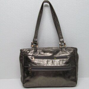 SAS Bag Handbag Leather Purse Metallic Pewter Gold Color